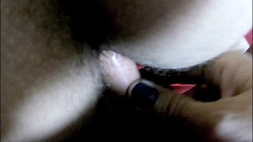 Femdom, pegging my husband, fucking and fingering her tight ass until massive cum