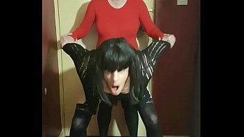 crossdressing sissy mark wright fucked by his masked girlfriend with a strap-on dildo