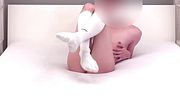 Horny big cock femboy jerks off in socks