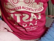 Hands free cumshot on my friends bed