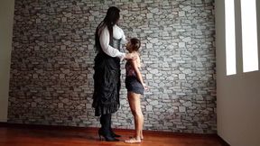 Deep hands giant internation by Amazon giant girl and sexy skinny slave