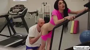 Tall Stud Tongues And Bonks The Wazoo Of Supah Super-naughty Transsexual In Gym - Ariel Demure