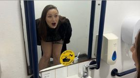 Bossy mistress dominates employee in filthy bathroom romp, sloppy BJ follows.