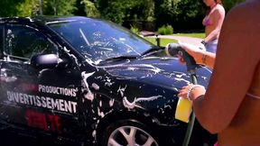 Sexy Carwash with 2 hot babes