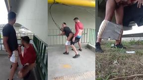 fodendo na marginal tiete,na passarela,carros passando ,eu e meu primo fodendo