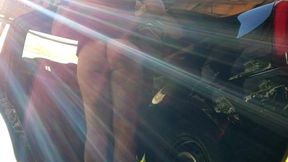 naked man cleaning car