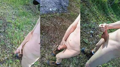 Big cock solo outdoors in Ontario Canada
