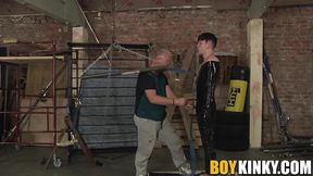 Hot twink Xavier getting that black plastic from master