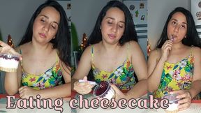 Eating my favorite cheese cake