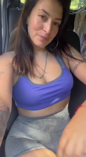 Public babe with small tits exposed