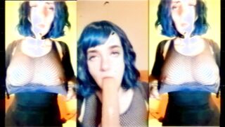 Blue Hair Baddie Gags [Deepthroat]