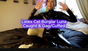 Latex Cat Burglar caught in your house trying to steal your jewelry, as punishment you have me cuff up and tape my mouth shut  with tegederm tape