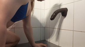 Sissy Deepthroats Dildo in a Doggy Before Riding It Until Sissygasm and Eats Her Cum