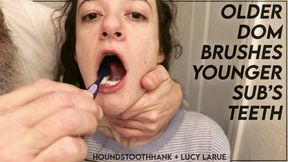 Older Dom Brushes Younger Subs Teeth