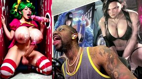 transgender candy lover cumming while jerking off a candy cane cock and getting cummed on, ai generated