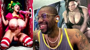 transgender candy lover cumming while jerking off a candy cane cock and getting cummed on, ai generated
