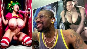 transgender candy lover cumming while jerking off a candy cane cock and getting cummed on, ai generated