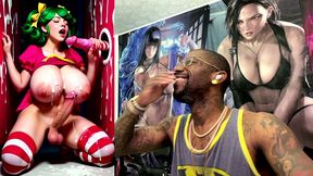 transgender candy lover cumming while jerking off a candy cane cock and getting cummed on, ai generated