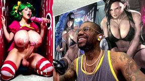 transgender candy lover cumming while jerking off a candy cane cock and getting cummed on, ai generated