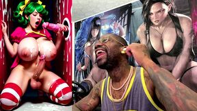 transgender candy lover cumming while jerking off a candy cane cock and getting cummed on, ai generated