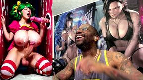 transgender candy lover cumming while jerking off a candy cane cock and getting cummed on, ai generated