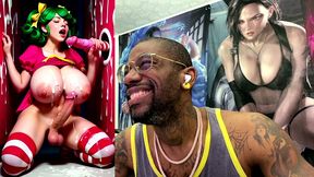 transgender candy lover cumming while jerking off a candy cane cock and getting cummed on, ai generated