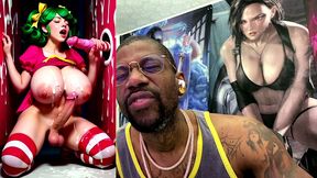 transgender candy lover cumming while jerking off a candy cane cock and getting cummed on, ai generated