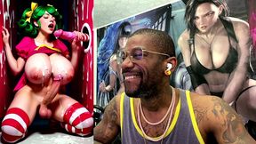 transgender candy lover cumming while jerking off a candy cane cock and getting cummed on, ai generated