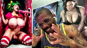 transgender candy lover cumming while jerking off a candy cane cock and getting cummed on, ai generated