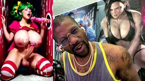 transgender candy lover cumming while jerking off a candy cane cock and getting cummed on, ai generated