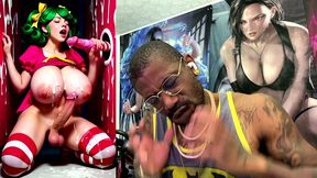 transgender candy lover cumming while jerking off a candy cane cock and getting cummed on, ai generated