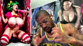 transgender candy lover cumming while jerking off a candy cane cock and getting cummed on, ai generated