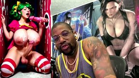 transgender candy lover cumming while jerking off a candy cane cock and getting cummed on, ai generated