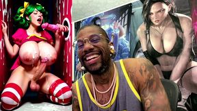 transgender candy lover cumming while jerking off a candy cane cock and getting cummed on, ai generated