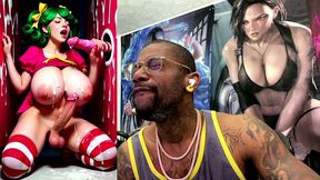 transgender candy lover cumming while jerking off a candy cane cock and getting cummed on, ai generated