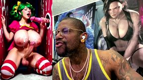 transgender candy lover cumming while jerking off a candy cane cock and getting cummed on, ai generated