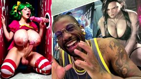 transgender candy lover cumming while jerking off a candy cane cock and getting cummed on, ai generated