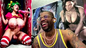 transgender candy lover cumming while jerking off a candy cane cock and getting cummed on, ai generated