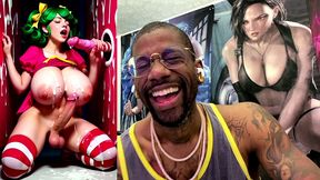 transgender candy lover cumming while jerking off a candy cane cock and getting cummed on, ai generated