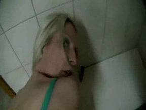 Blond mature yummy mummy pounding a stranger in a bathroom