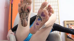 Drawing on my sexy bare feet wearing one of my favorite leotards