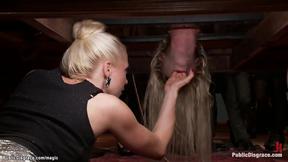 ”Big Boobed blonde ass pumping gangbang in public”