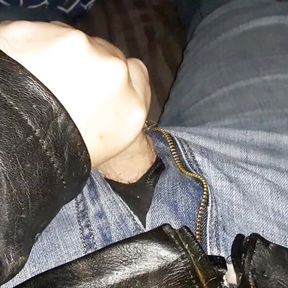 Leather Jacket Jerk in Dark