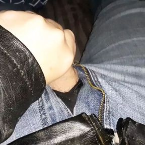 Leather Jacket Jerk in Dark