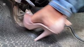 The beautiful Dalilah drives the old Chevette in high heels