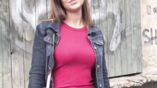 Brunette Bombshell Tiffany-Blue Fucked Outdoors For Cash - POV