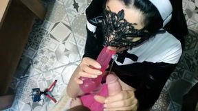 Nun fetish...milf sucking fat cock and dildo humiliated by priest