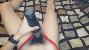 Fleshlight in Bed Playing