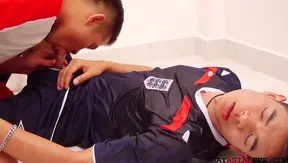 Hungry Asian Stud Rides Bareback Then Gets Drenched After Fiery Blowjob – 18+