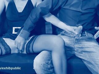 sex in cinema with climax and spunk flow, public place
